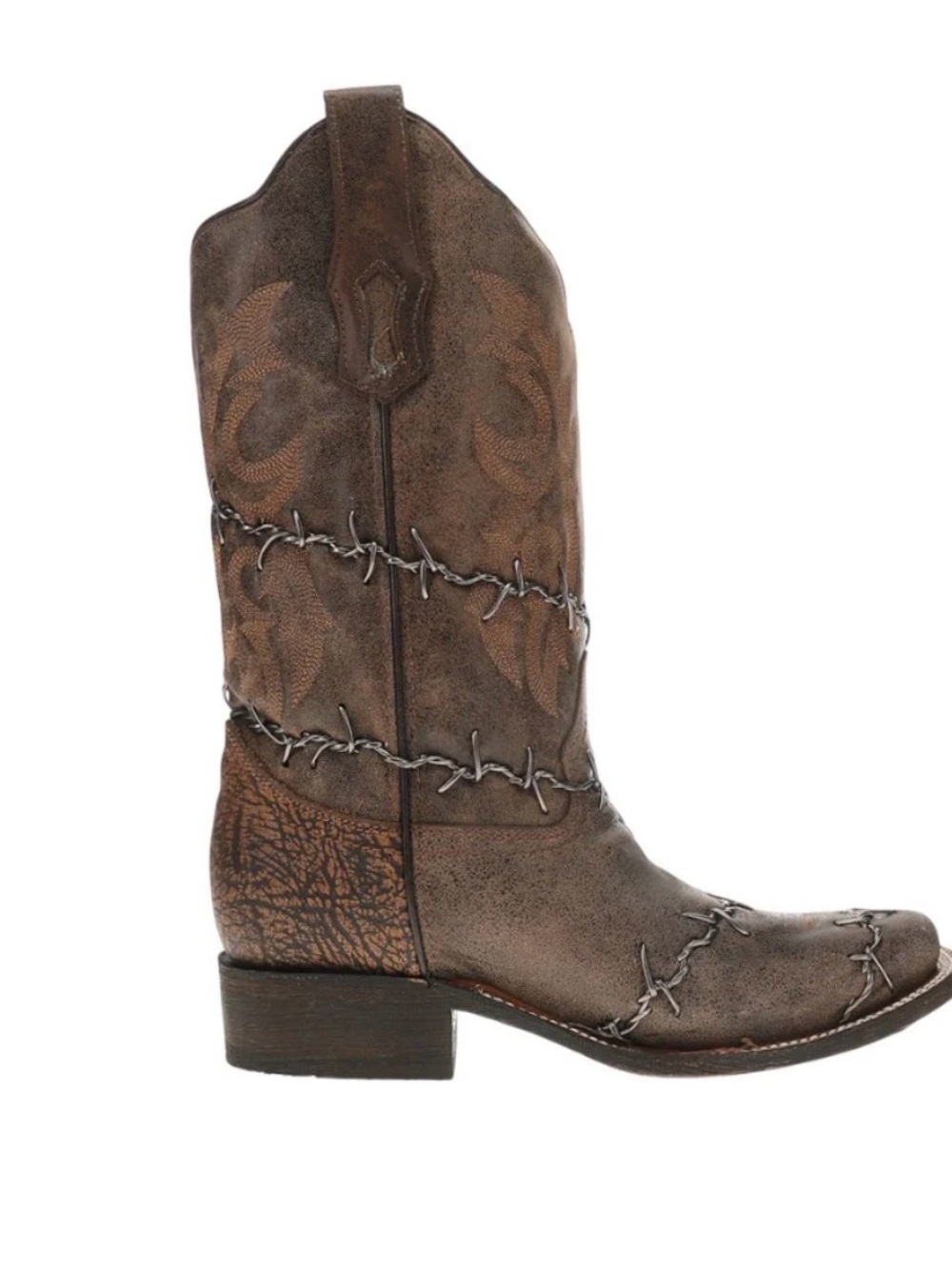 Corral Women’s Brown Barbed Wire Cowboy Boots with Turquoise Lining - Picture 10 of 10
